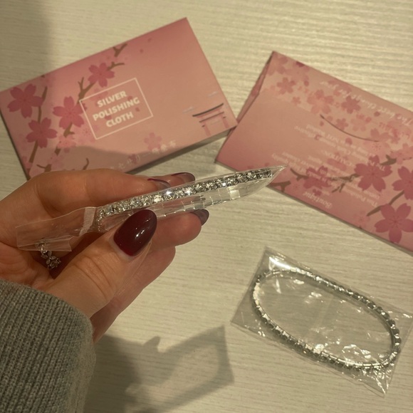 (3/$10) Cubic Zirconia Rhinestone CZ Silver Elastic Bracelet - Picture 3 of 5